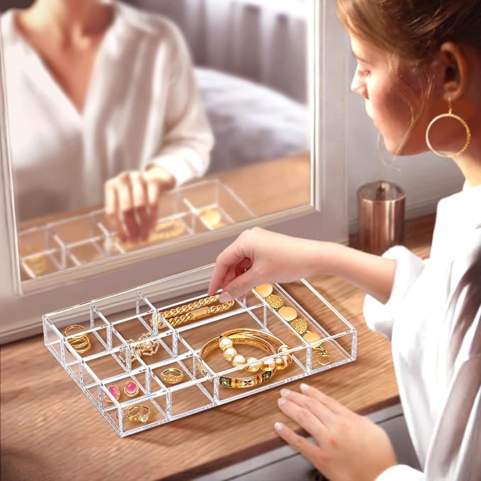 Amazing Abby - Jewel - 2-Pack Acrylic Jewelry Organizer, Plastic Jewelry Tray - Image 3
