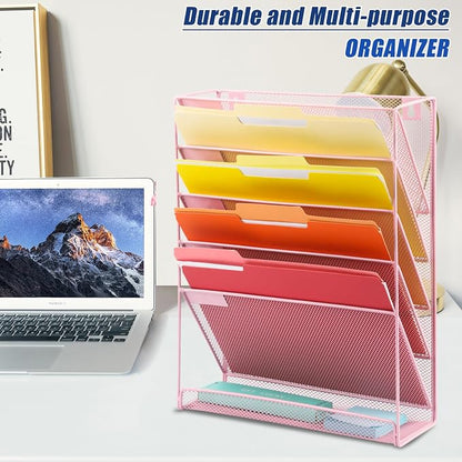 EASEPRES Desk File Organizer Mesh 6-Tier, Hanging Wall Mount Document - Image 7