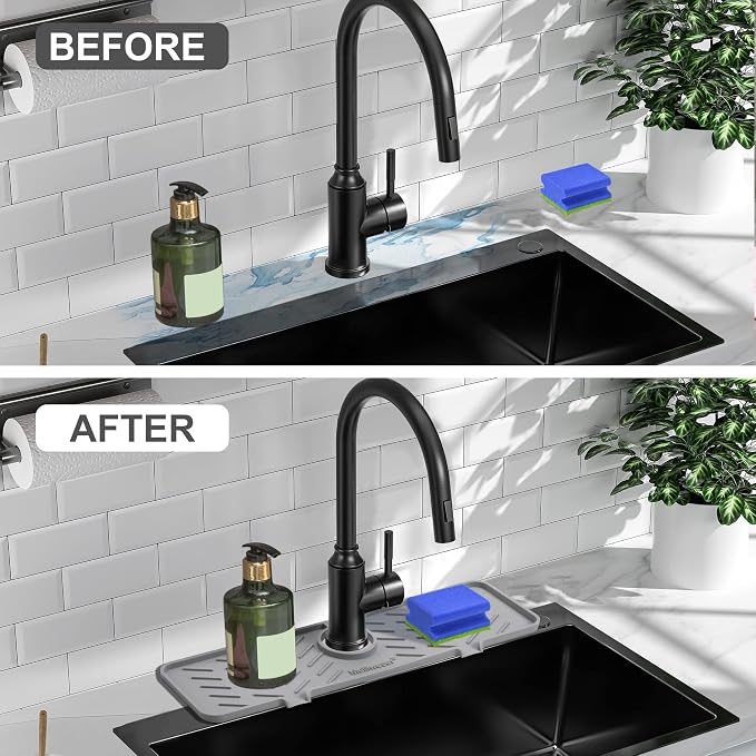 Meiliweser Silicone Faucet Mat for Kitchen Sink – Gen 2 Splash Guard - Image 5