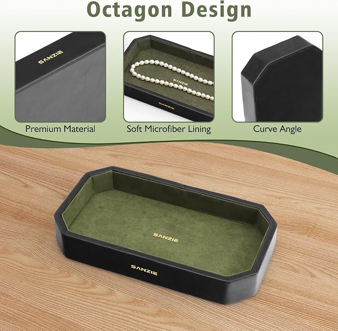 SANZIE Leather Tray Organizer Small Trays Decorative Tray Desktop Storage - Image 4