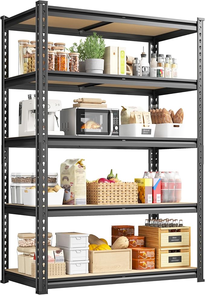 5-Tier Storage Shelves, 1980LBS Adjustable Pantry Shelves, Metal Shelving Unit by Durayloly