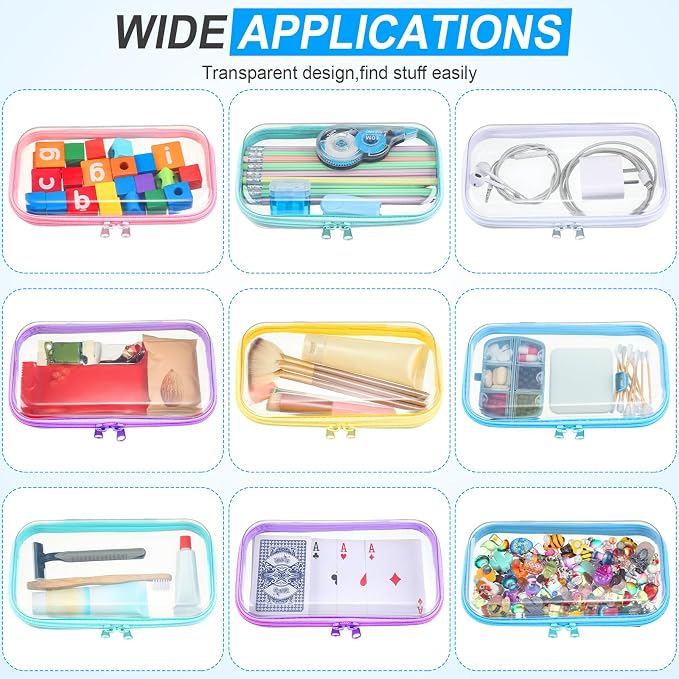 Sanwuta 6 Pcs Clear Hard Zipper Case Hard Plastic Zipper Pouches Transparent - Image 7