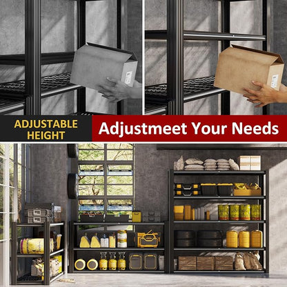 48" W x 72" H x 24" D Garage Shelving Heavy Duty, 5 Tier Adjustable Metal - Image 5