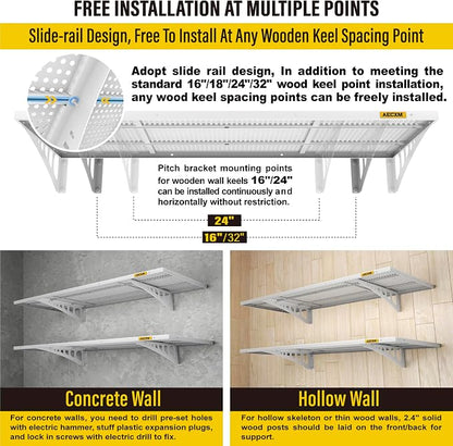 2-Pack 1.64x4ft Adjustable Garage Wall Shelving 560lbs Load Capacity Heavy Duty - Image 6