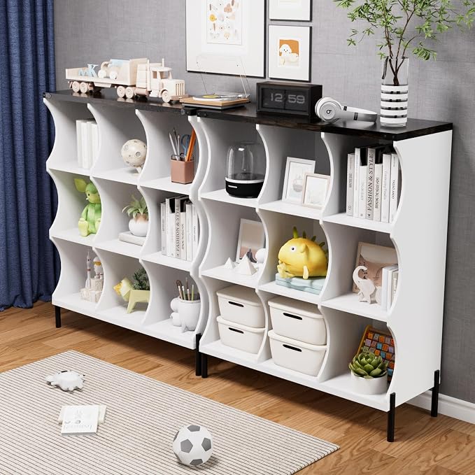 9 Cube Storage Shelf Organizer, Low Book Shelf Bookcase Entryway Table - Image 6