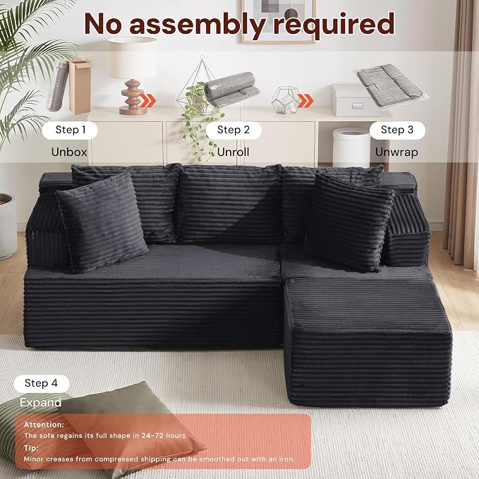 Korser Boneless Couches for Living Room, Cloud Couch Sectional - Image 6