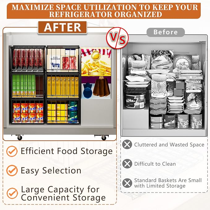 Large Freezer Organizer Bins, Upgrade Quick Expand/Collapse Feature, - Image 7