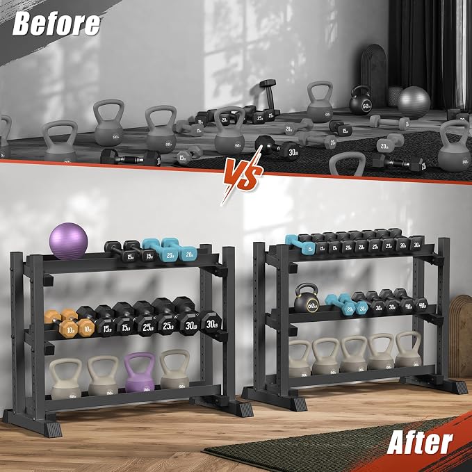3-Tier Dumbbell Rack, 1200LB Capacity Adjustable Weight Rack - Image 8