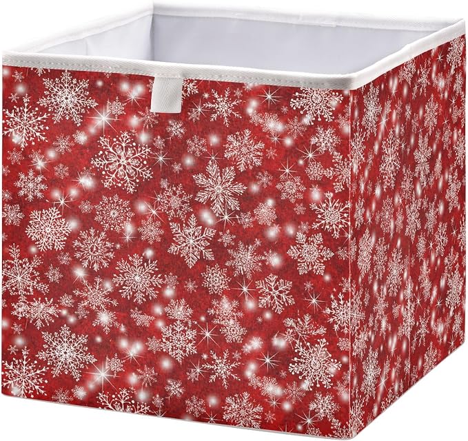 Christmas Snowflakes Closet Organizers Storage Cubes Red Storage Bins Shelf by Unknown
