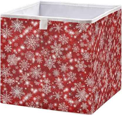 Christmas Snowflakes Closet Organizers Storage Cubes Red Storage Bins Shelf - Image 2