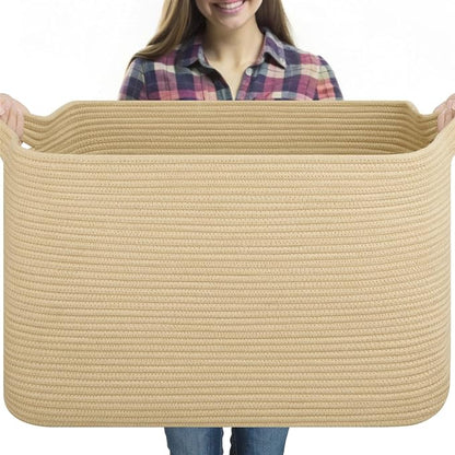 95L Extra Large Blanket Basket, Rectangle Nursery Blanket Storage by OIASKET