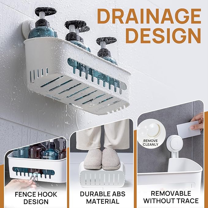 LEVERLOC Shower Caddy Suction Cup Shower Shelf Basket Suction Pack of 2 One - Image 5