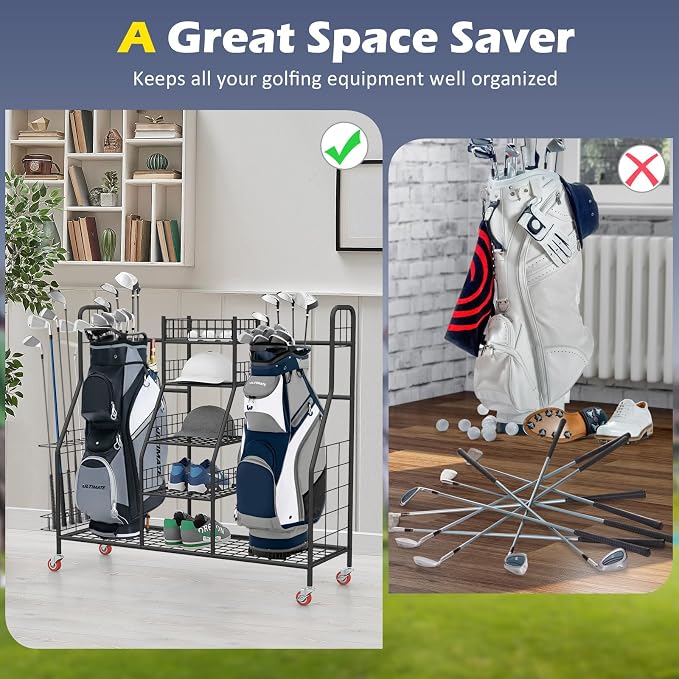 GYMAX Golf Bag Organizer, Golf Storage Garage Organizer - Image 6