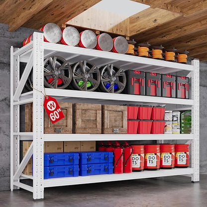 60" W Metal Shelving Heavy Duty, 4 Tier Tall Steel Industrial Shelving by AFAIF