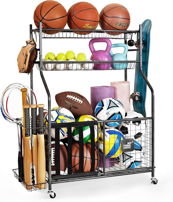 Mythinglogic Garage Sports Equipment Organizer, Baseball Storage Large Capacity by Mythinglogic