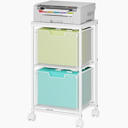 Rolling File Cart with 2 Storage Drawers, Under Desk Storage Cart | Hanging by shengbaomaoyi
