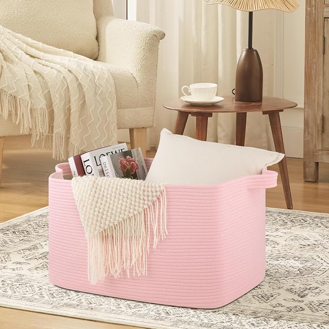 95L Extra Large Blanket Basket, Rectangle Nursery Blanket Storage - Image 4