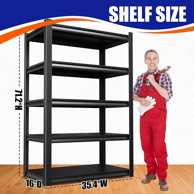 71.2" H Garage Shelving Heavy Duty Storage Shelves, Metal Adjustable Shelving - Image 3