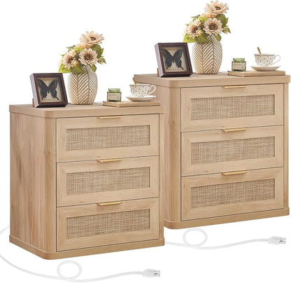 LEYAOYAO Rattan Night Stand Set of 2 by LEYAOYAO-Findtheshiningpointofyourideallife%EF%BC%81