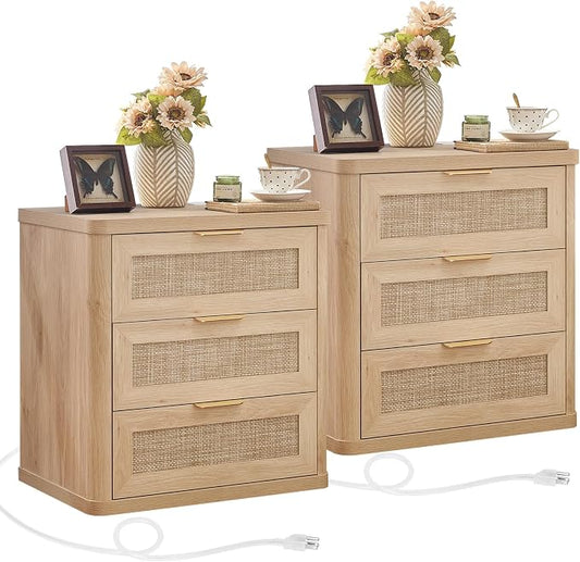 LEYAOYAO Rattan Night Stand Set of 2 by LEYAOYAO-Findtheshiningpointofyourideallife%EF%BC%81