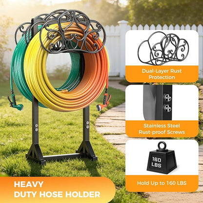 Garden Hose Holder Holds 2 * 160Ft Hoses, Heavy-Duty Freestanding Water Hose - Image 2