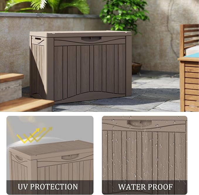 TARKARI 50 Gallon Lockable Resin Deck Box, Waterproof & UV-Resistant Outdoor - Image 7