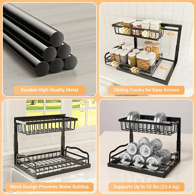 AceMining Under Sink Organizer, 2 Pack Pull-Out Under Cabinet Organizer - Image 5