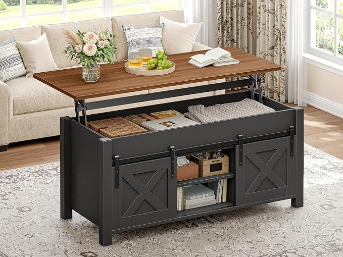 SEDETA Lift Top Coffee Table, Farmhouse Lift Tabletop Dining Table, Gas Spring by SEDETA
