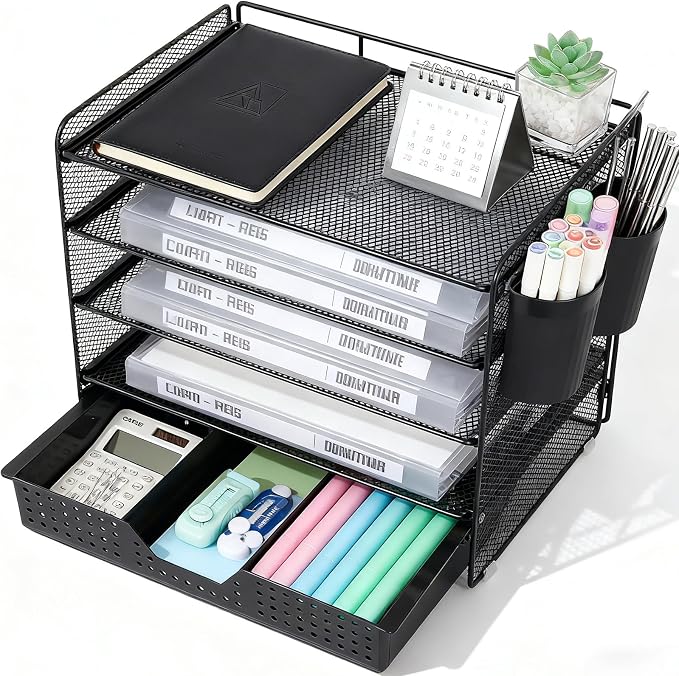 LEKETREE Desk Organizer and Accessories, 5-Tier Paper Letter Tray Organizer by Stylishworkspaceeffortlessorganization