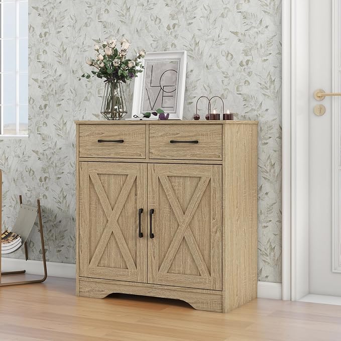 Panana Sideboard 2 Drawers 2 Doors Entryway Storage Cabinet Living Room - Image 9