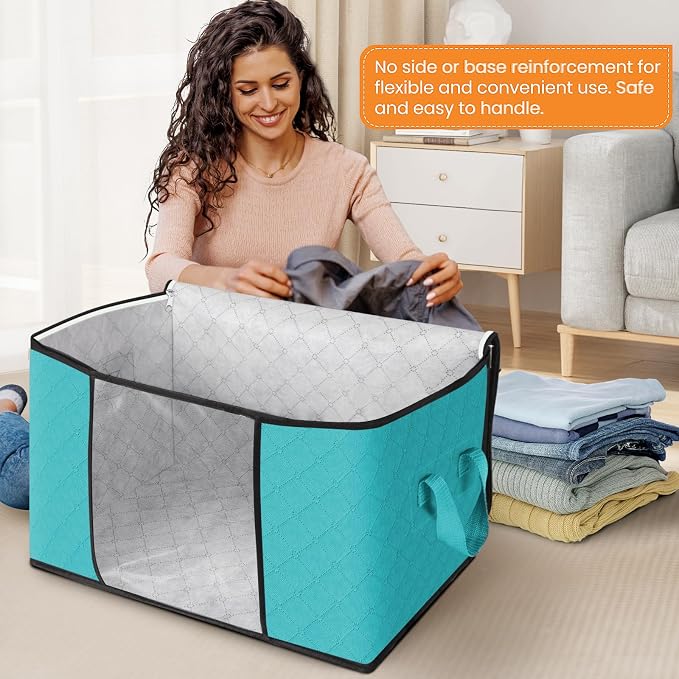 Fab totes 24 Gallons Clothes Storage, Foldable Thick Fabric Blanket Storage Bags - Image 3
