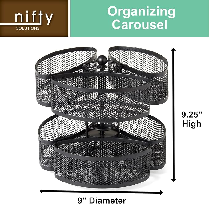 Nifty Organizing Carousel – Black Powder Coat Finish, Spins 360-Degrees - Image 3
