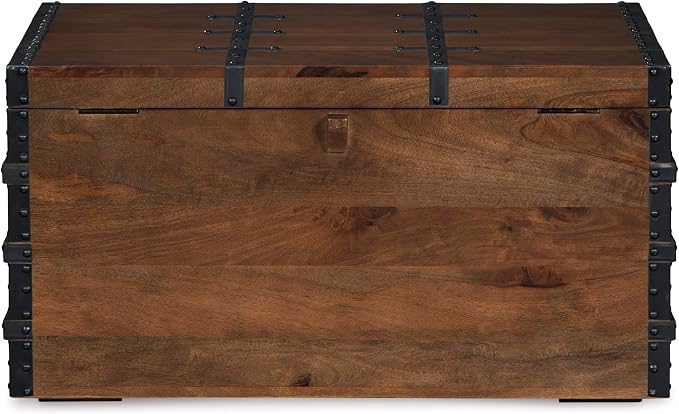 Signature Design by Ashley Kettleby Vintage Wood Storage Trunk or Coffee Table - Image 7