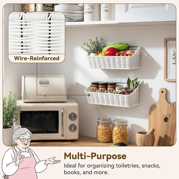 GRANNY SAYS Wicker Hanging Basket, 2 Pack Storage Baskets - Image 2