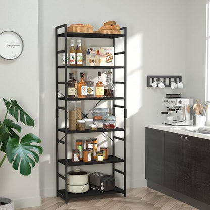 NUMENN 6 Tier Bookshelf, Tall Freestanding Open Storage Bookcase, Support Bars - Image 2