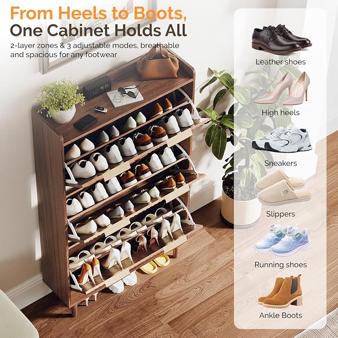 VINGLI Fluted Shoe Storage Cabinet - Image 9