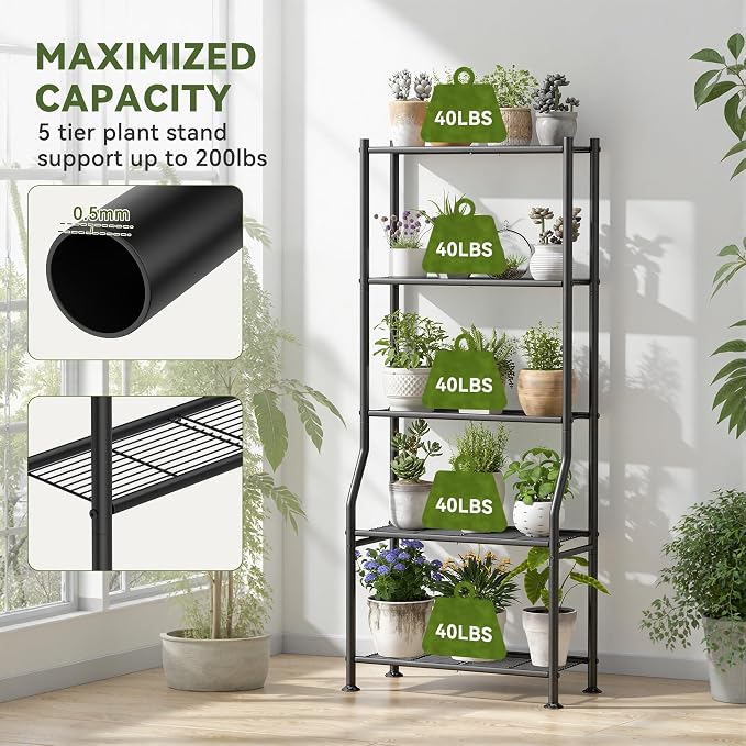 Livilord 5-Tier Plant Stand Indoor Outdoor, Waterproof Corner Garden Rack - Image 5