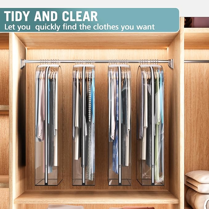 Liuoud Clear Garment Bag for Hanging Clothes 10” Gusseted, 50” Suit Bags for - Image 6