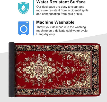 Red Vintage Persian Rug Mouse Pad – Large Extended Desk Mat 35.43 x 15.75 in – - Image 4