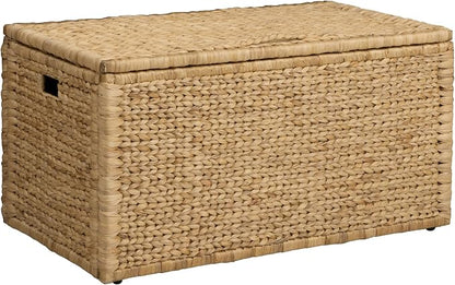 eHemco Water Hyacinth Blanket Storage Trunk, 2 Safety Hinges, Wicker Decorative - Image 3