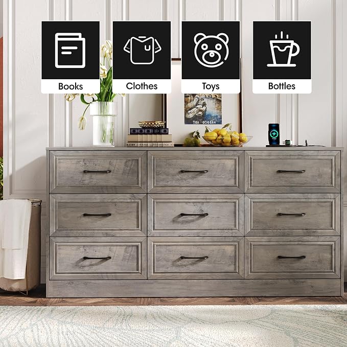 Fameill Dresser for Bedroom, 9 Drawer Wide Dresser Organizer - Image 6