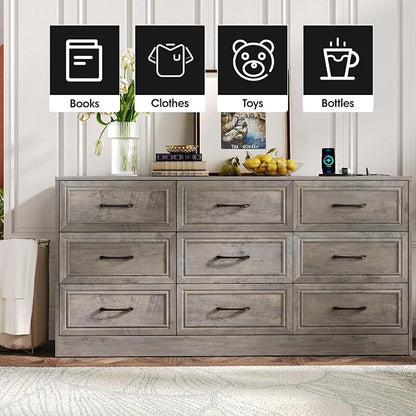 Fameill Dresser for Bedroom, 9 Drawer Wide Dresser Organizer - Image 6