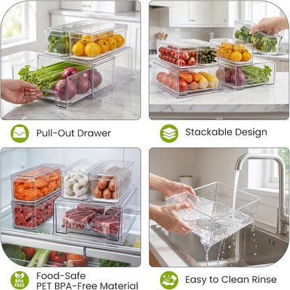 6Pack Fridge Organizers and Storage, Stackable Fridge Organizer Bins - Image 6