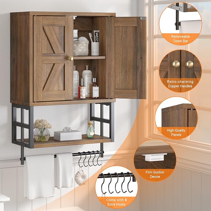 Bathroom Wall Cabinet, Farmhouse Medicine Storage - Image 5