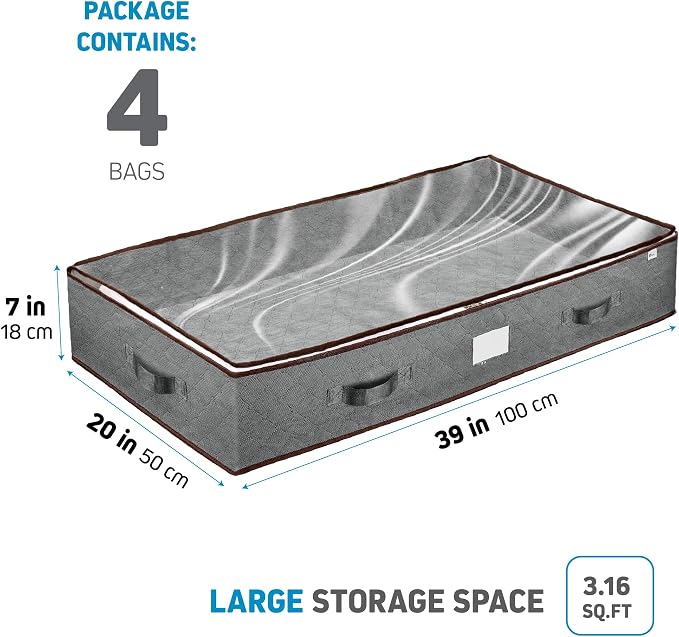 Under Bed Storage Bins - 90L Pack Of 4 Under The Bed Storage Containers - Image 2