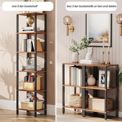 TUTOTAK Bookshelf, 6-Tier Tall Narrow Book Shelf - Image 3