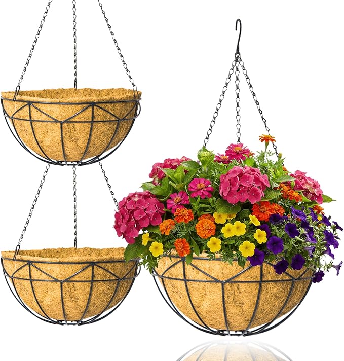 Unique Metal Iron Geometric Hanging Planter Set of 2 Stylish 12 Inch Extra Deep by GYATSOCYGwomenswardrobe