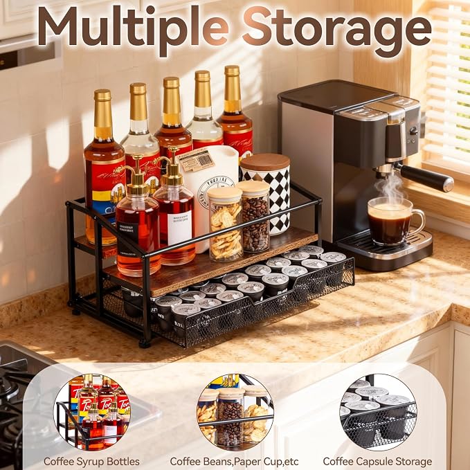 Coffee Syrup Rack Organizer, 3-Tier 10 Bottle Syrup Rack - Image 8