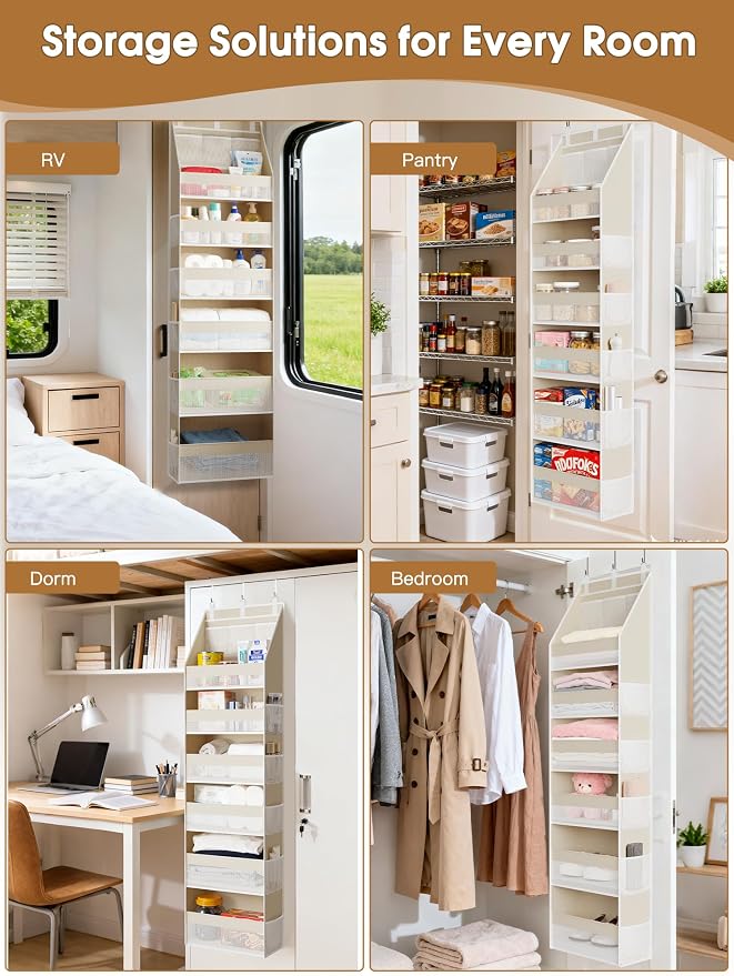 Criusia 2 Pack Over the Door Organizer, 6-Shelf Closet Hanging Storage - Image 8