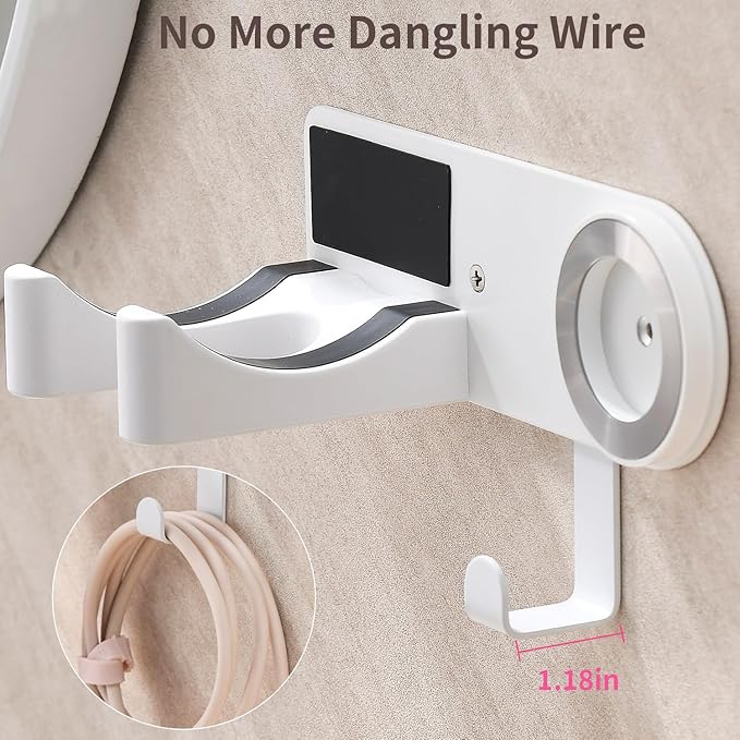 Hair Dryer Holder Wall Mounted, Hair Dryer Organizer Self Adhesive Compatible - Image 3